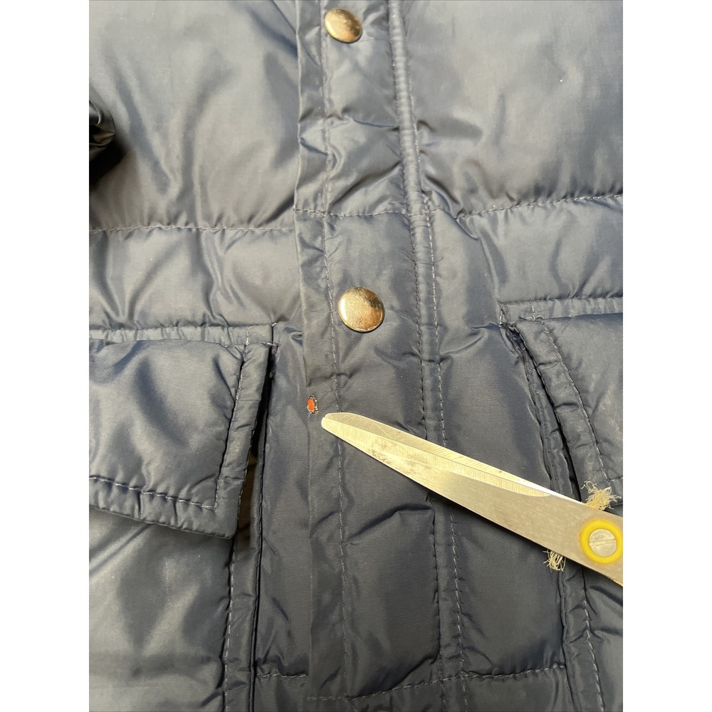 Vintage JC Penny Down Puffer Coat Snap Button Men's Size Small Navy Blue - Picture 7 of 16